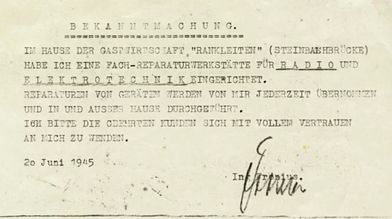 Bekanntmachung der Firmengründung